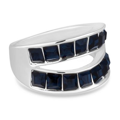 Blue crystal double row ring